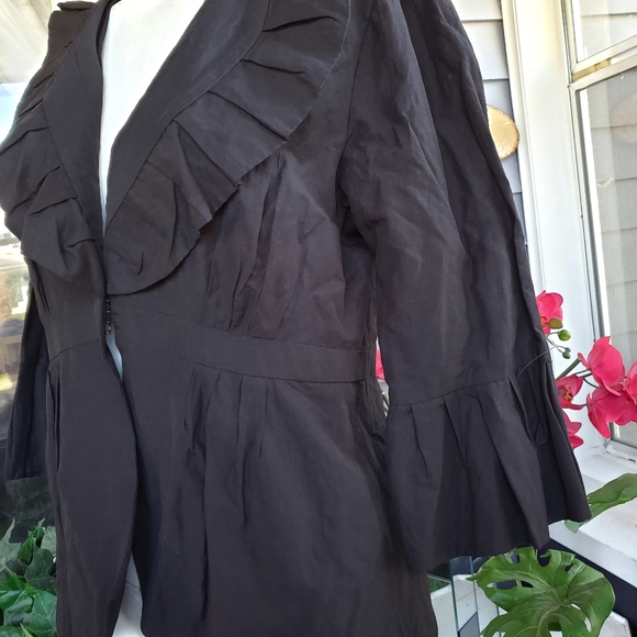 Cabi Black Metallized Polycotton Ruffle Pleated Dressy Jacket/Blazer with Lining - Picture 8 of 10